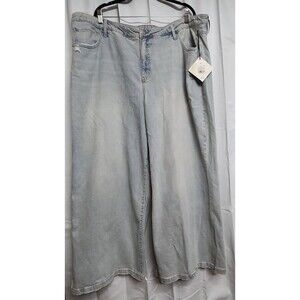 AVA & VIV Women's Plus Size 26 Wide Leg Stretch Jeans High Rise Relaxed Fit
